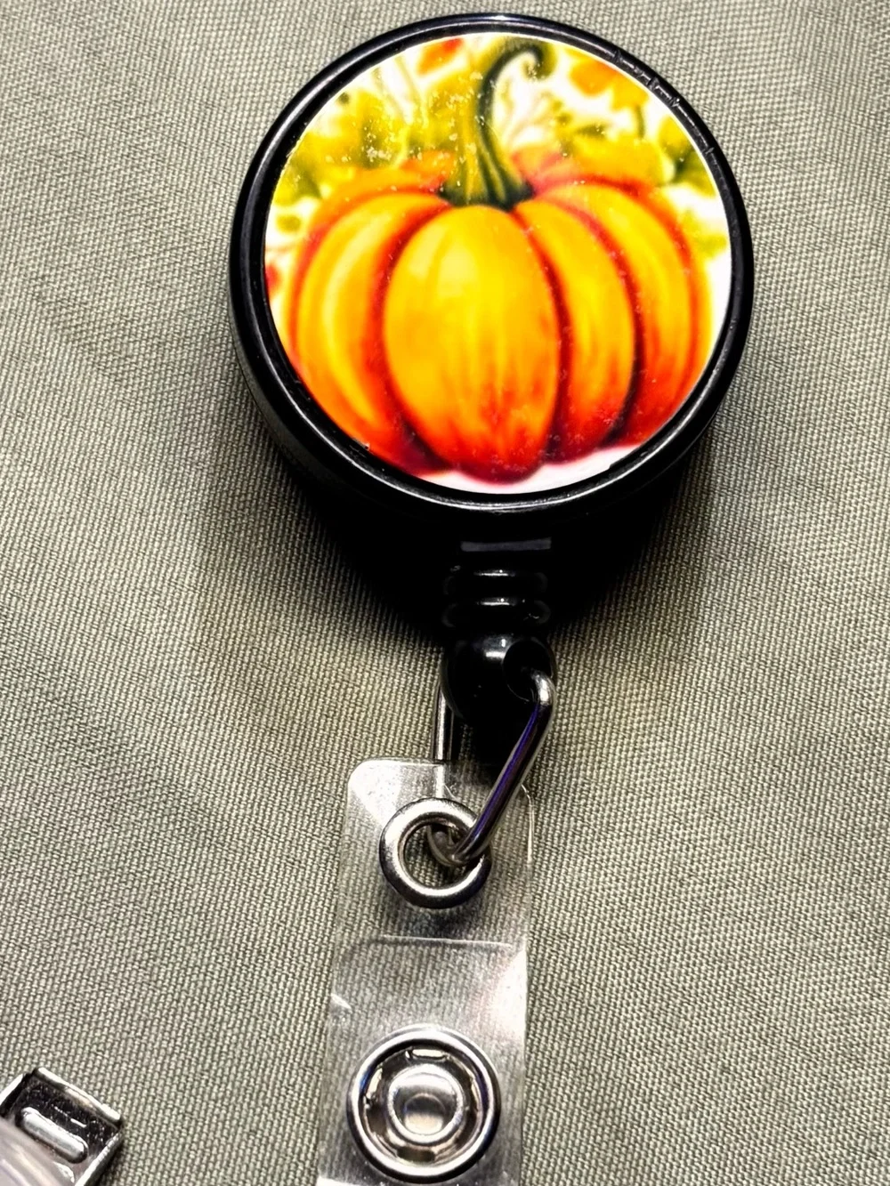 Two Autumn Pumpkin Retractable Badge Reels - Picture 4 of 7